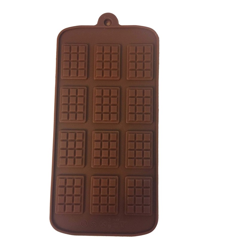 2 Pack 12-Cavity Silicone Mini Rectangle Thin Waffle Chocolate DIY