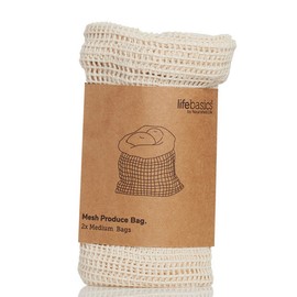 Life Basics by Nourished Life Unbleached Cotton Mesh Produce Bag, Medium x 2 pack