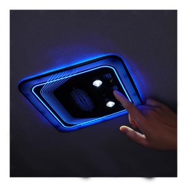 AMSPRAC Universal Car Rear Dome Light Replacement,Adjustable LED Ceiling Lamps Assembly w/Touch Screen,Car RV Interior Lighting w/Door Trigger Switch,Over-Head Roof Ambient Light,RGB (Ripple Style)