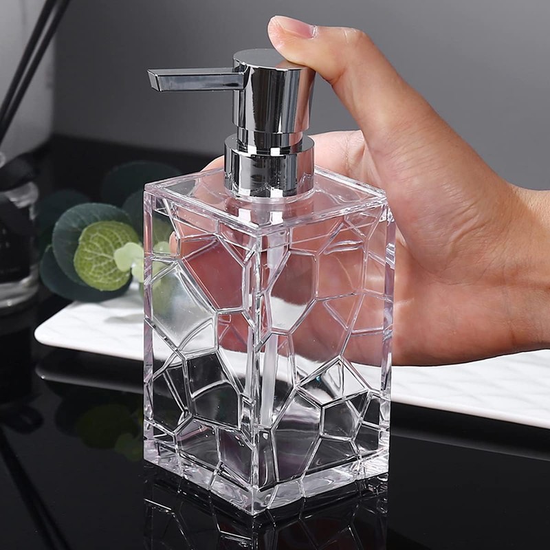2 Pack Hand Soap Dispenser Set, Clear Acrylic Plastic Liquid