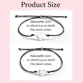 VU100 Mother Daughter Bracelets Mother Daughter Gifts for Mum Mommy and Me Bracelets Matching Heart Bracelet for Women Girls Wish Jewellry Mothers Day Birthday Christmas Gifts Set for 2