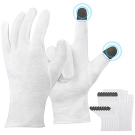 ENPOINT Cotton Gloves & Touch Screen Stickers, White, S(10 Pairs)