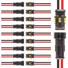 10 Pack 2 Pin Wire Connector,Male and Female Waterproof Connector, Waterproof Wire, Universal for Car Truck, Boat and Other Wire Connection