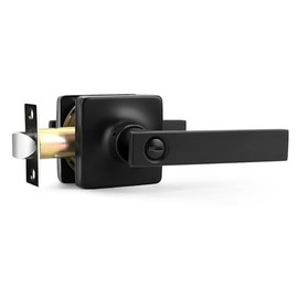 GOBEKOR 1 Pack Matte Black Door Handles Interior Door Levers Indoor Privacy Door Handles Interior Black Door Lock for Bedroom & Bathroom Reversible Levers for Right/Left Handed Doors