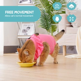 Avont Cat Bodysuit After Surgery Recovery Suit Clothing Modal Recovery Castration Spay Weaning Lick Protection Suit for Cat, Abdominal Wounds or Skin Diseases L-Rose Pink