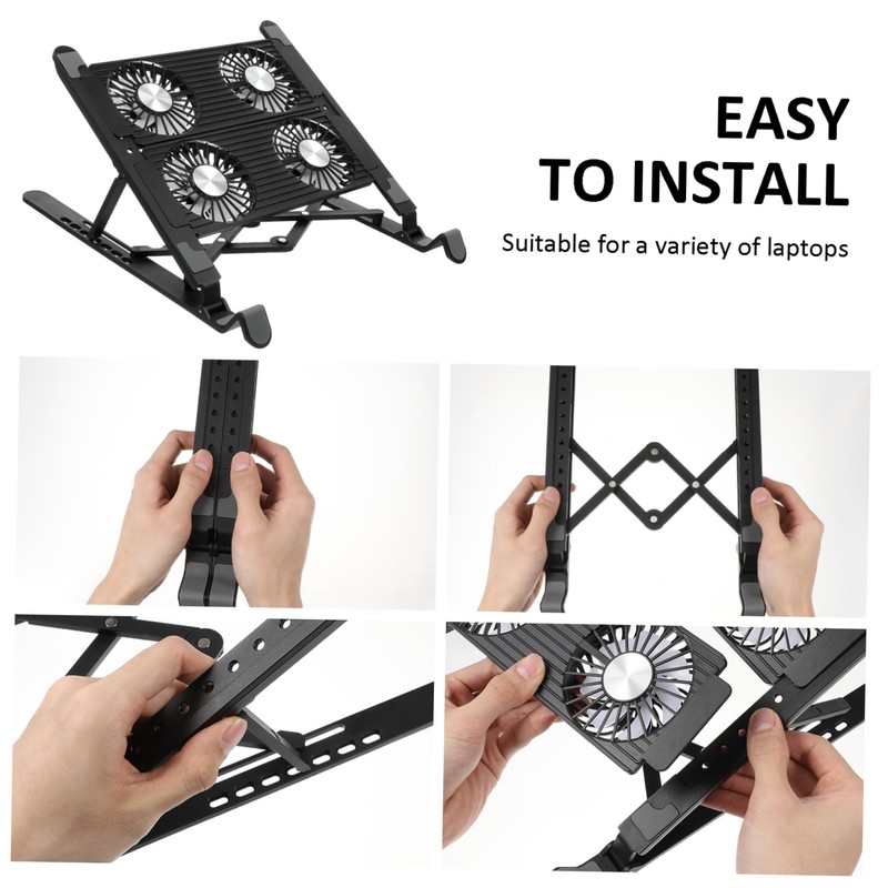 KONTONTY Laptop Cooling Stand Fan Desk Adjust Height Angle Slip