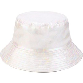 XYIYI Women's Rain Hats Waterproof Fishing Hats Double Side Hub Wear, White leather