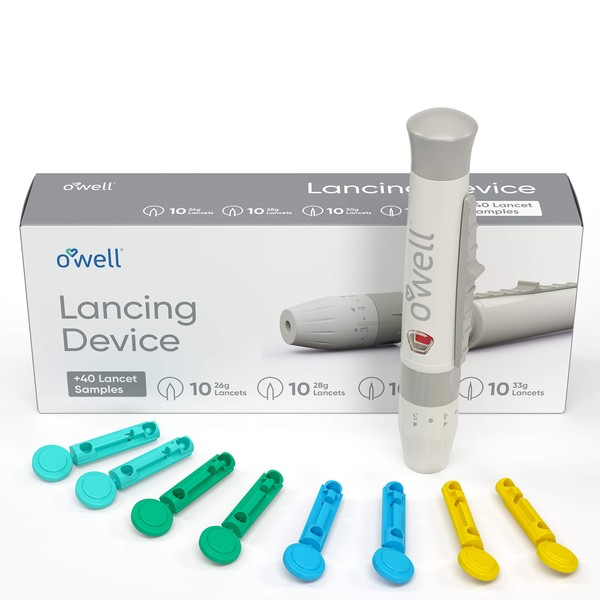 Microlet Lancing Device, 3 Pack + 40 O'WELL Lancets & Lancing Device