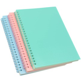 Yansanido Spiral Notebook, 3 Pcs A5 Thick Plastic Hardcover 8mm Ruled 3 Color 80 Sheets -160 Pages Journals for Study and Notes (Light Pink,Light Green,Light Blue, A5 5.7" x 8.3"-Ruled)