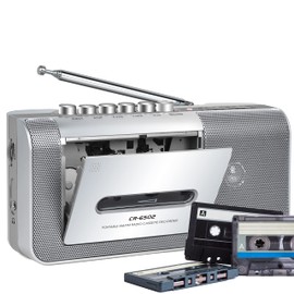 Gracioso Portable Cassette Recorder Player, Cassette Tape Player Recorder with AM/FM,Build-in Loud Speaker,Microphone,3.5mm Earphone Jack,Powered by AC or AA Battery for Gift,Home