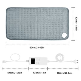 Electric Heating Pad with Automatic Shut-Off, Fast Heating Technology and Overheating Protection, 6 Temperature Levels, Safe Heating Pad with 4 Types of Timer (30 x 60 cm)