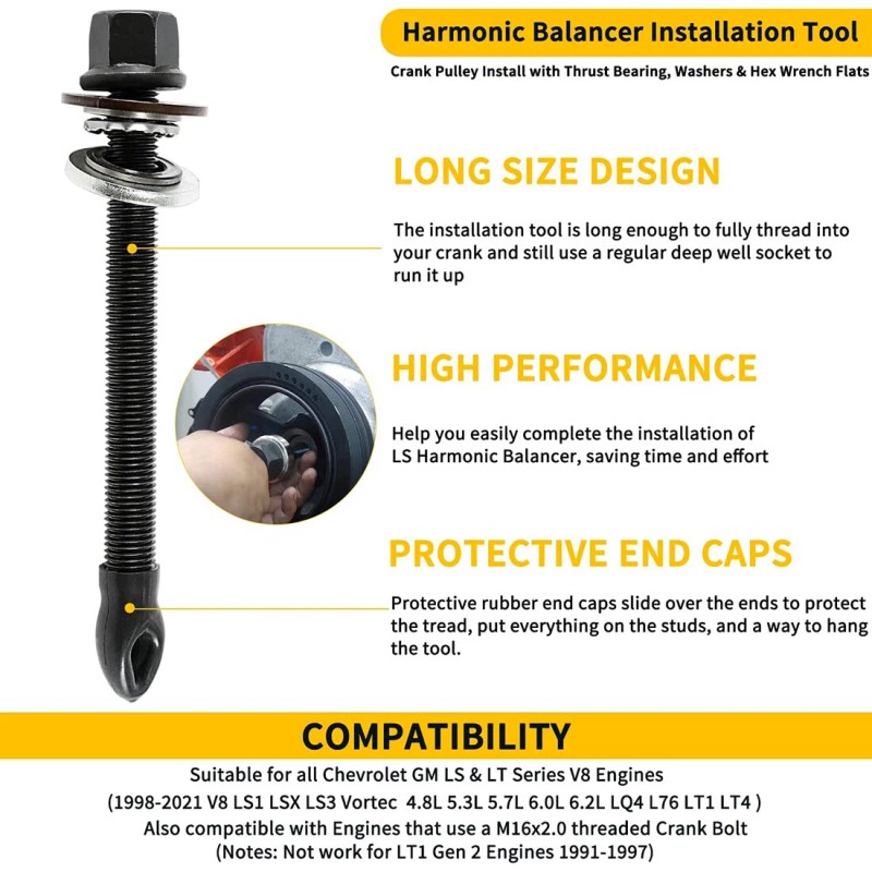 For GM LS LT Harmonic Balancer Installation Tool For Chevy