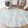 MUJOO Round Rugs 5ft,Circle Area Rug Washable,Circular Rugs for Living Room Dining Room,Modern Abstract Non Slip Throw Carpet Accent Neutral Blue