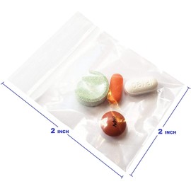 FlanicaUSA 100 CT Resealable Mini Zipper Polly Bags 2 Mil Clear (2" x 2")