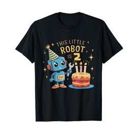 2nd Birthday Boys 2 Year Old Robotics Robot Science B-day T-Shirt