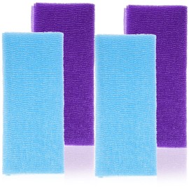 Beavorty 4pcs Exfoliating Washcloth Japanese Washcloth Nylon Bath Sponge Body Scrubbers Dead Skin Removal Bath Towels Loofah Towel Puff Bath Cloth Shower Washcloth