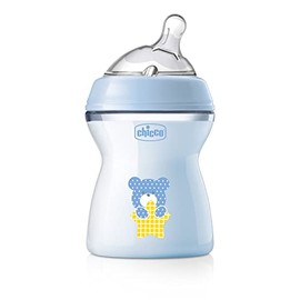 Chicco biberón Natural Feeling 250 ml azul para bebés, 1 Unidad