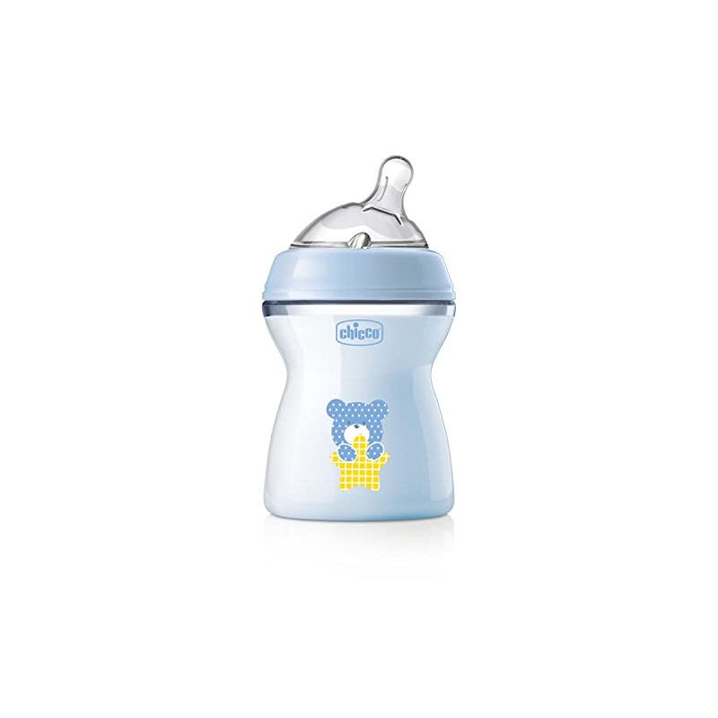 Chicco biberón Natural Feeling 250 ml azul para bebés, 1
