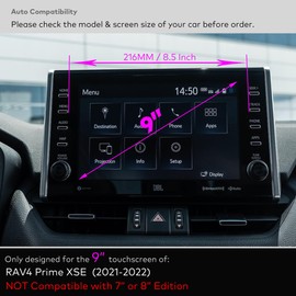 INNOSURE Tempered Glass Screen Protector for 2021 2022 Toyota RAV4 Hybrid Prime XSE 9 Inch Touchscreen Anti Finger Print/Glare (Matte)