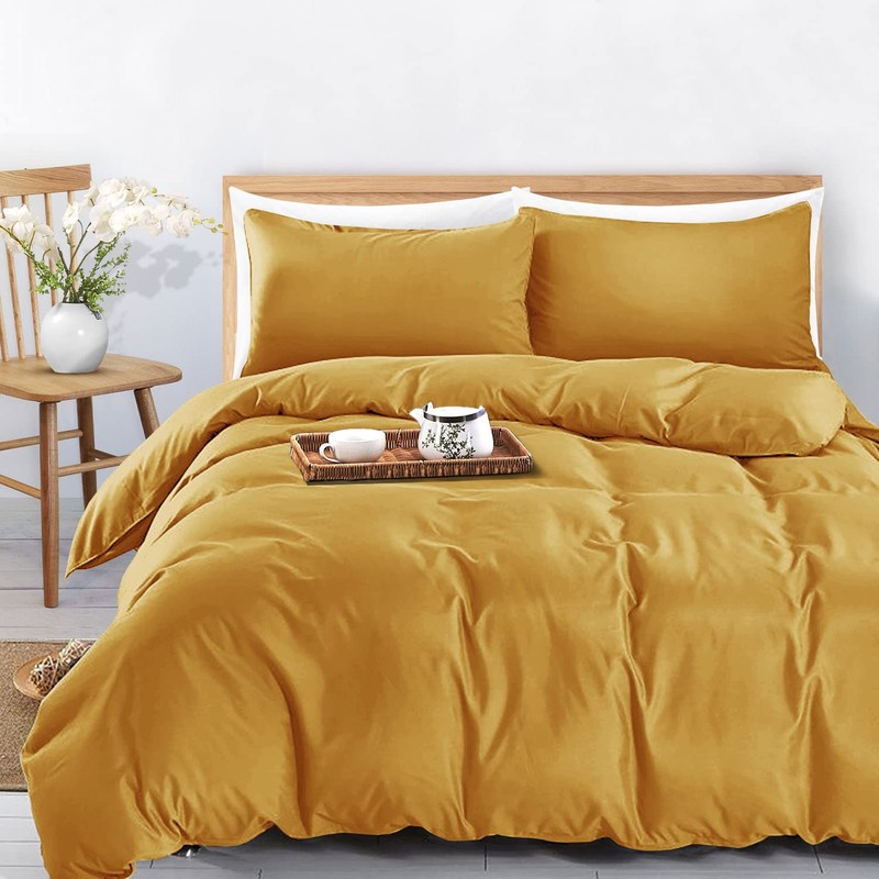 MOONLIGHT20015 Single Duvet Cover - Ochre Solid Soft Single Bedding