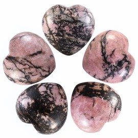 Nupuyai Pack of 5 Gemstone Heart Crystal Healing Stone Heart Shape Palm Stone Worry Stone Lucky Charm Heart Stone for Jewellery Making Decoration