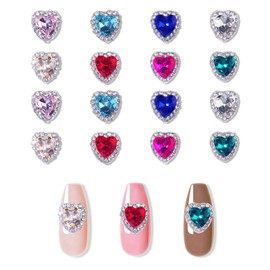 Nail Parts, Heart, Set of 16, 3D Heart-Shaped, Nail Stone, Plumpy, Large, Rhinestone, Gemstone, Nail Art, Deco Parts, Jewelry Parts