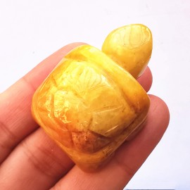Manekieko Natural Yellow Jade Tortoise Crystals and Healing Stones, 35mm Carved Animal Collectible Sculpture Fengshui Healing Crystal