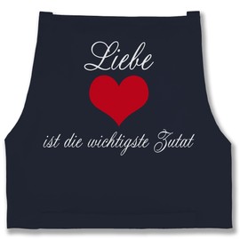 Kitchen – Love Is The Most Important Ingredient Hobby Apron with Front Pocket for Men and Women - 80 cm x 73 cm (H x B) navy blue
