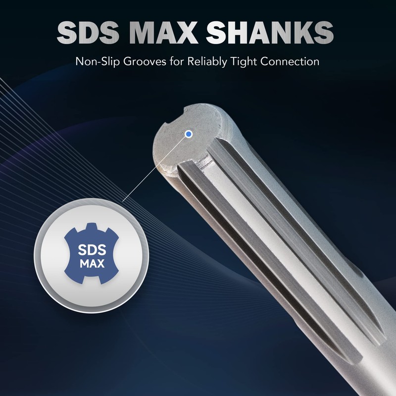 ZELCAN Chisel Set with SDS Max Shanks, 3pc Masonry Concrete