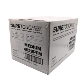 SAS Safety 4522PFM SURETouch Powder-Free Nitrile Gloves, 5 mil,Medium 1/Case (10 Boxes of 100 Gloves)