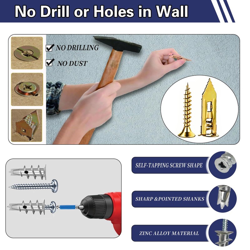 310PCS Self Drilling Drywall Anchors with Screws Kit,5-Sizes Metal Expansion