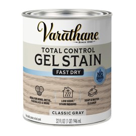 Varathane Total Control Gel Stain | Low Odor Water-Based Formula | Thick Gel Formula for Vertical Surfaces | Ideal for Wood, Metal & Fiberglass | Quart | Classic Gray