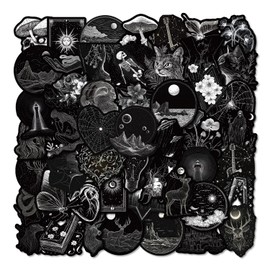 Dark Gothic Stickers 50Pcs Waterproof Cool Dark Goth Stickers for Kindle Water Bottle Laptop Journal Scrapbook Aesthetic Black Stickers for Adults Teens
