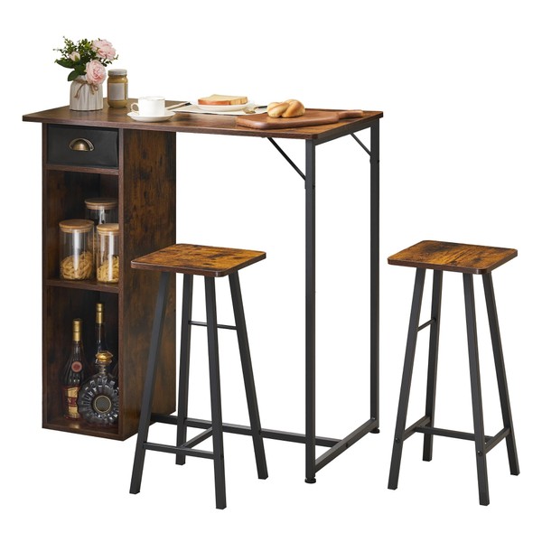 Tioutbot 3 Piece Kitchen Dining Table Set - Counter Height