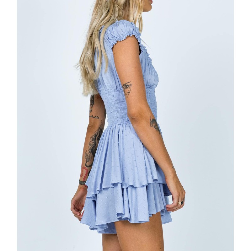 R.Vivimos Mini vestidos de verano de algodón con mangas abullonadas