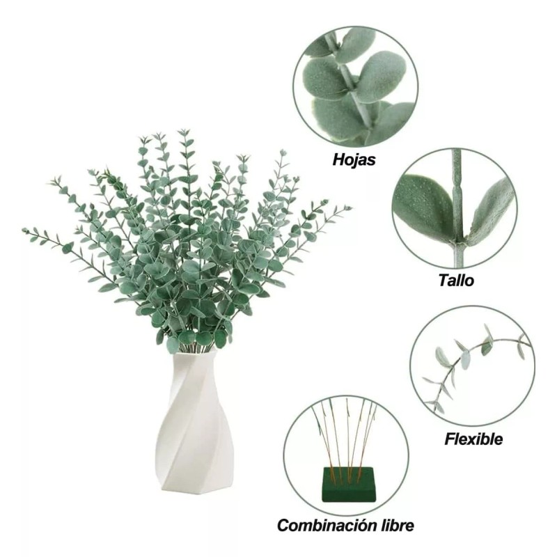 Baixi 24 Piezas Tallos De Eucalipto Decoración Hojas Artificiales