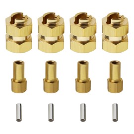 VGOL 4Pcs 7mm Brass Hex Wheel Hubs and Extension Hex Drive Adapter Compatible with Axial SCX24 AXI00001 AXI00002 AXI90081 RC Crawler Car