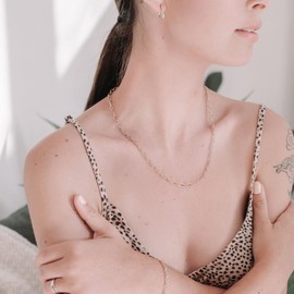Honeycat Willa Rounded Combo Chain Necklace | Minimalist, Delicate Jewelry Rose Gold