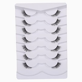 GMAGICTOBO Pestañas postizas naturales medias pestañas cortas Wispy Clear Band Lashes Pack Cat Eye 3D Faux Mink Lashes Pestañas postizas 7 pares...   