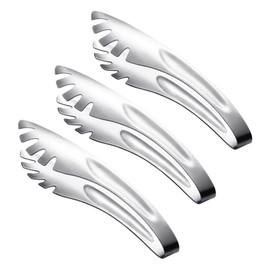 Cabilock 3pcs metal pasta tongs cooking tong buffet party tongs food serving tongs Stainless Steel Appetizer Tongs barbecue grilling tong Stainless Steel Spaghetti Tongs toothed sandwich