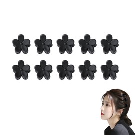 Sunny Glow Hair Clip Set Mini Hair Claw Bangs Women Girls Hair Accessories Cute Flower 10pcs (Black)