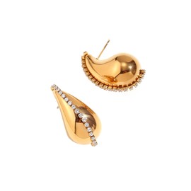 Tear Drop Earrings For Women, Chunky Gold Hoop Earring Lightweight Hollow Eardrop Trending Statement Pierced Polished Hypoallergenic Jewelry Teens Girls, Copper Sterling Silver, No Gemstone