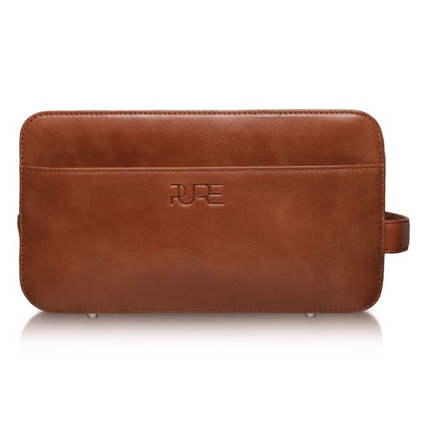 Atlas Toiletry Bag - Handmade Cowhide Leather I Wash Bag with XL Compartment I Leather Bag for Men and Women, Cognac, Toiletry bag