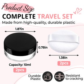 2PCS Travel Powder Containers with Puff, 10ml Mini Loose Powder Box