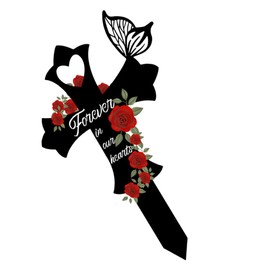 CAXUSD Metal Memorial Cross Stake for Cemetery Decoration Garden Stake for Graves Lightweight and Easy to Install for Commemorating Loved