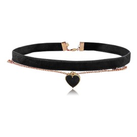 Harry and Henry Heart Velvet Choker Necklace for Women Adjustable Red Choker Collar Necklaces Layered Goth Black Velvet Choker Jewelry(Black)
