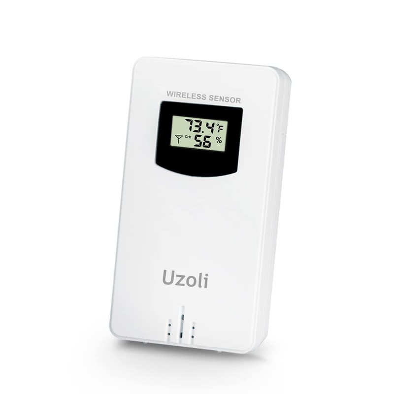 Uzoli Weather Station Sensor, Wireless Remote Sensor, Temperature Humidity Transmitter,