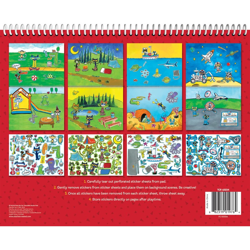 Teacher Created Resources Pete The Cat Reusable Sticker Pad