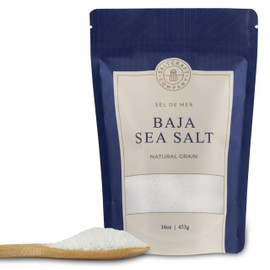 SALTCRAFT COMPANY - Baja Sea Salt, Natural Grain Crystals, Low Sodium 30%, Kosher Certified & Mineral Salt, No Additives - 16 Ounce
