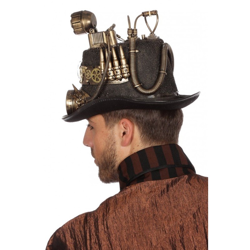 shoperama Black Steampunk Cylinder with Bronze Decorations and Goggles Size